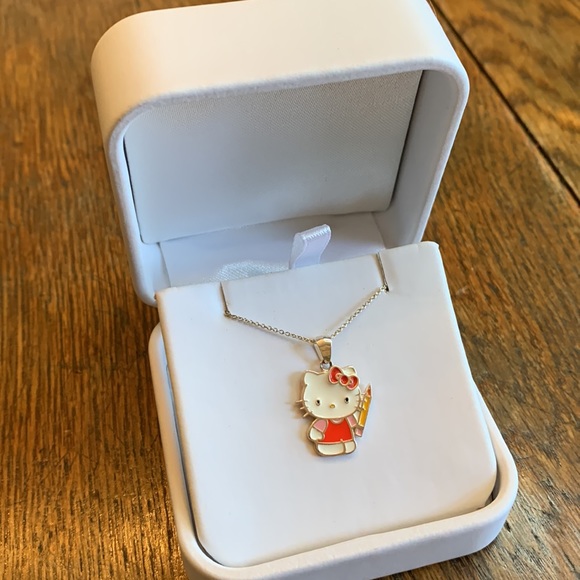 Hello Kitty Sterling Silver Pendant & Chain w/ Pencil - Picture 6 of 6